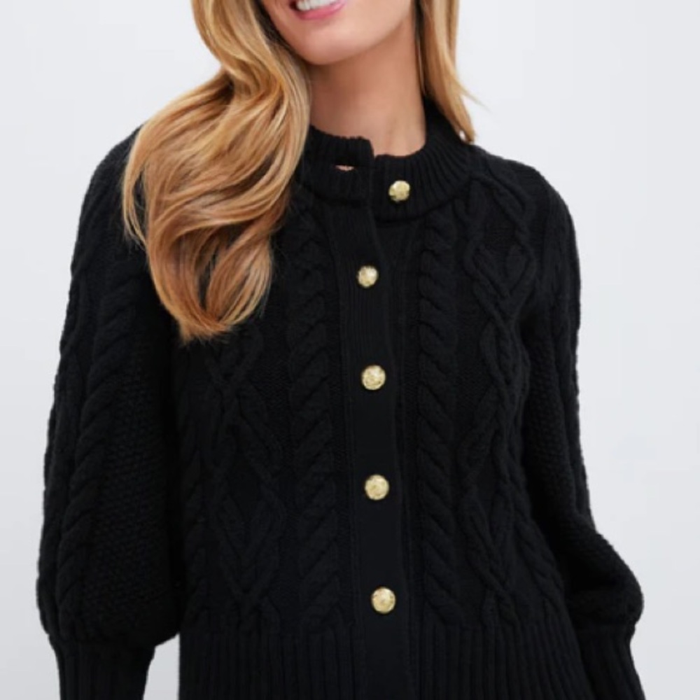 Tuckernuck Colette Black Cotton Cardigan NWT Large